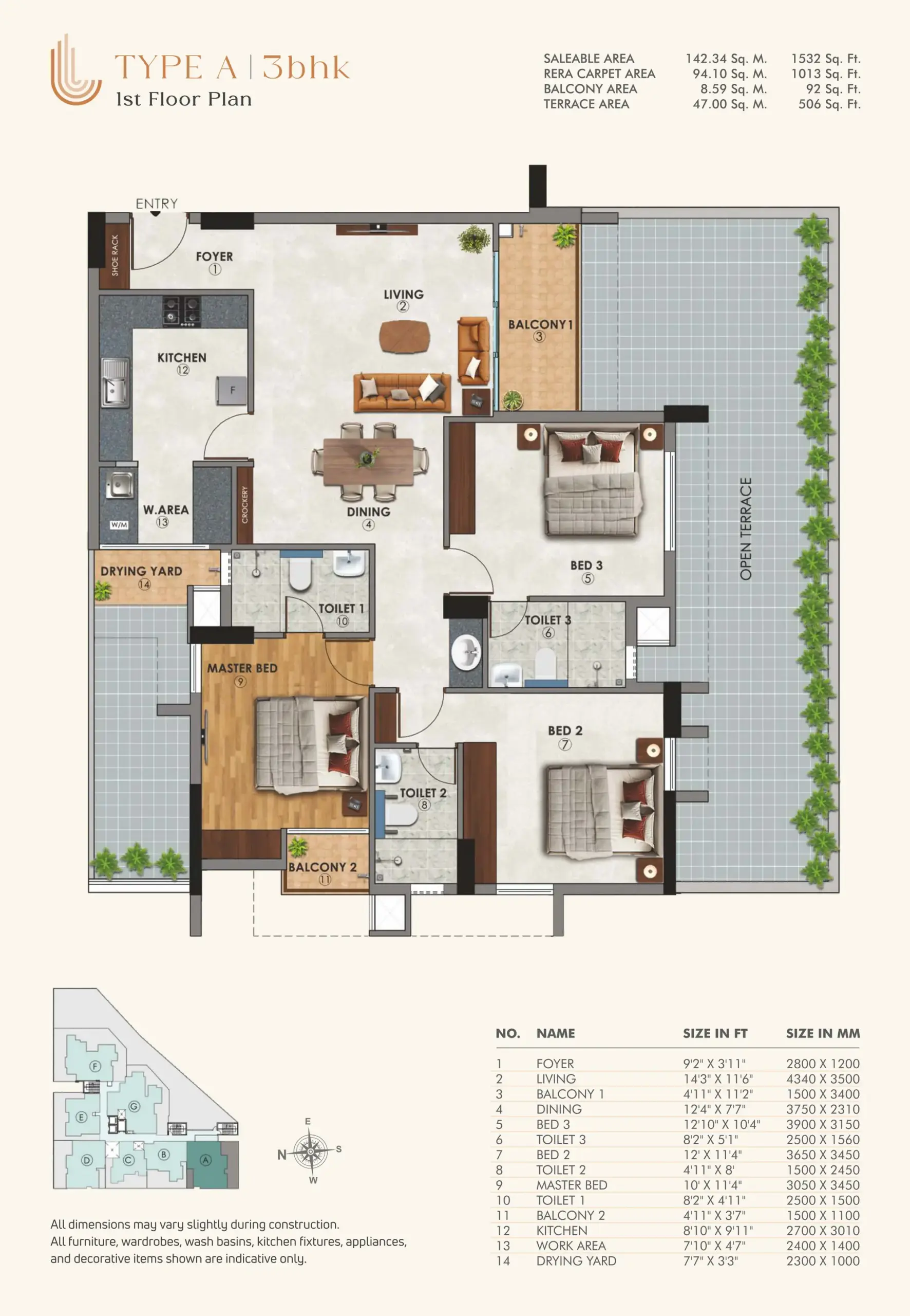 11 - Type A 3BHK - 1st Floor