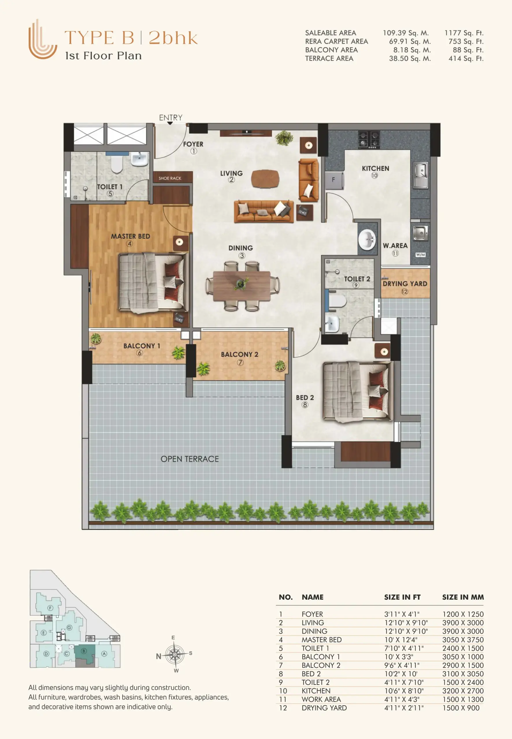 13 - Type B 2BHK - 1st Floor