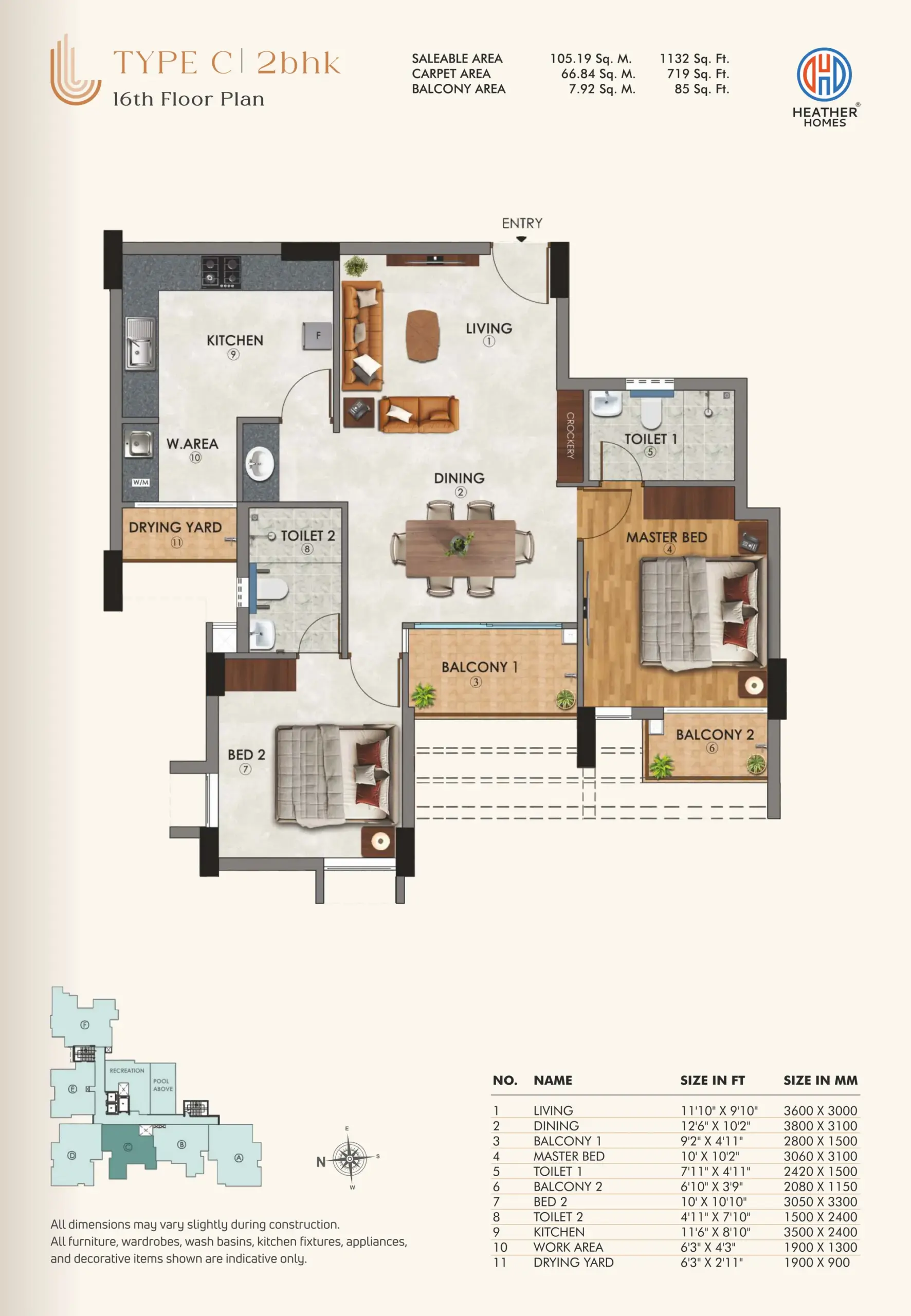 18 - Type C 2BHK - 16th Floor
