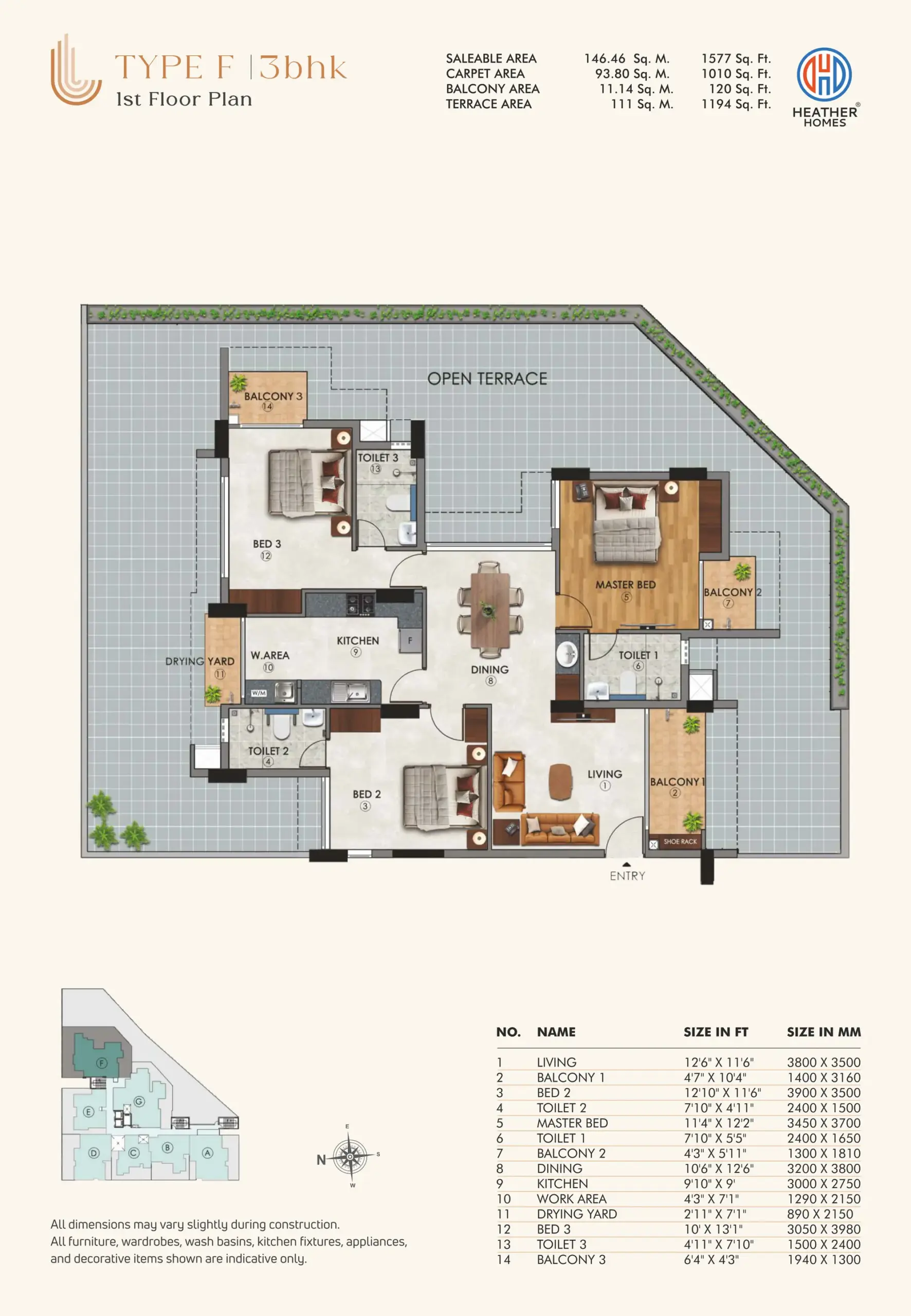 23 - Type F 3BHK - 1st Floor