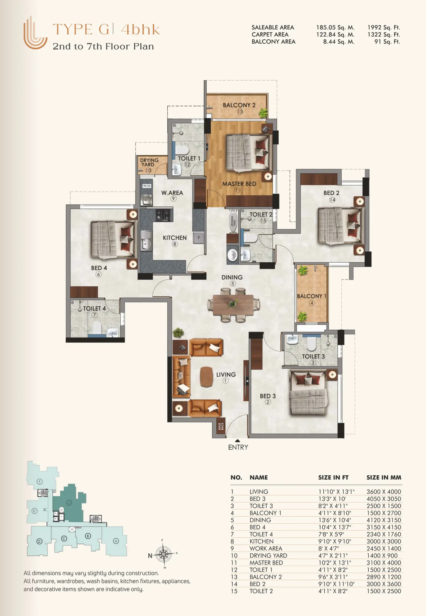 26 - Type G 4BHK - 2nd to 7th Floor